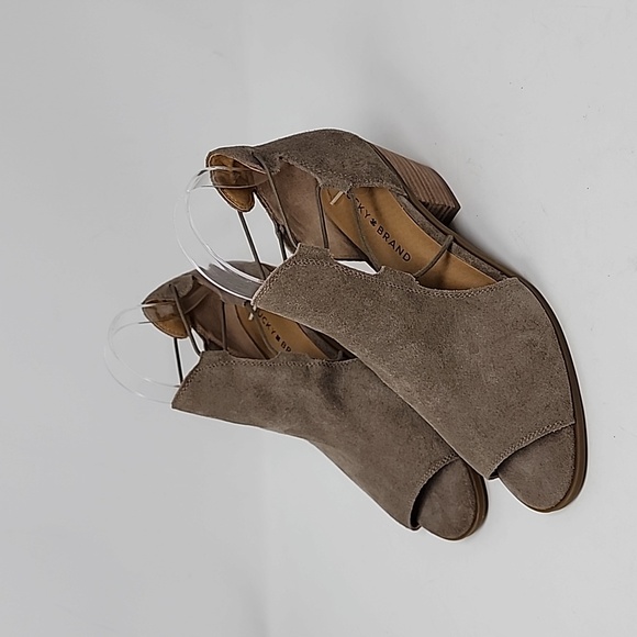 Lucky Brand Berrete Open Toe Booties Taupe Size 8 - Picture 1 of 6